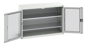 Verso Glazed Clear View Storage Cupboards for Tools with Shelves Verso 1300W x 550D x 900H Window Cupboard 2 Shelves